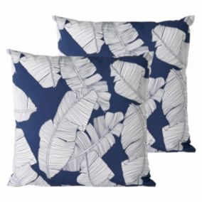 Lot de 2 coussins carrés polyester abaca bleu 45x45x8 cm  Oviala