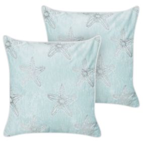 Lot de 2 coussins CERAMIUM Coton 45 x 45 cm Bleu clair