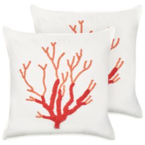 Lot de 2 coussins CORALIUM Coton 45 x 45 cm Broderie Blanc