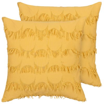 Lot de 2 coussins décoratifs AGASTACHE 45 x 45 cm Jaune Motif géométrique