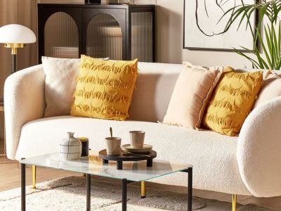 Lot de 2 coussins décoratifs AGASTACHE 45 x 45 cm Jaune Motif géométrique