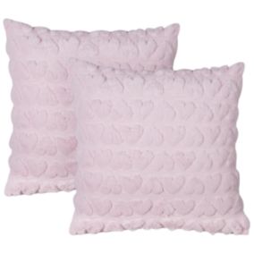 Lot de 2 coussins décoratifs ASTRANTIA 45 x 45 cm Rose Motif en forme de cœur