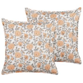 Lot de 2 coussins décoratifs avec motif floral en coton 45 x 45 cm multicolore MEADIA
