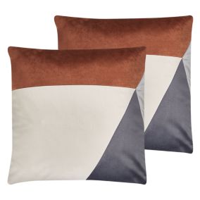 Lot de 2 coussins décoratifs CAMPSIS Velours 45 x 45 cm Multicolore Motif géométrique