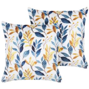 Lot de 2 coussins décoratifs CATTLEYA Velours 45 x 45 cm Multicolore Motif de plante