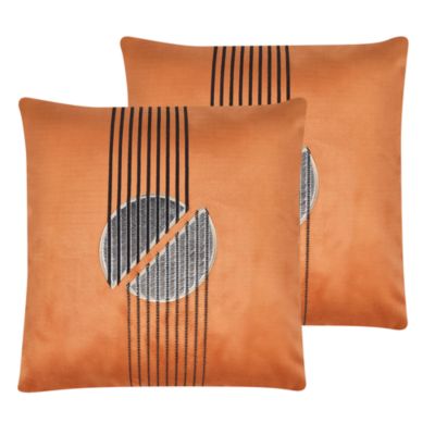 Lot de 2 coussins décoratifs CEROPEGIA Velours 45 x 45 cm Orange Motif géométrique