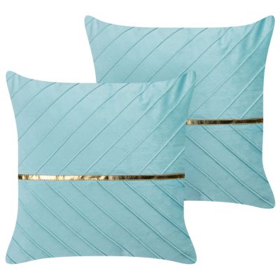 Lot de 2 coussins décoratifs CONEFLOWER 45 x 45 cm Bleu clair À rayure