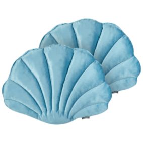 Lot de 2 coussins décoratifs CONSOLIDA Velours 47 x 35 cm Bleu clair Unicolore