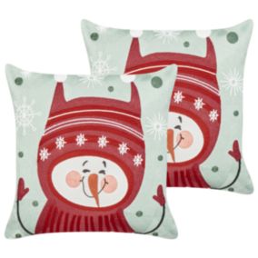 Lot de 2 coussins décoratifs CUPCAKE Coton 45 x 45 cm Rouge Motif de Noël