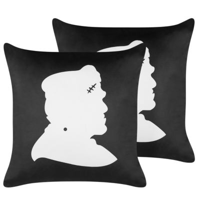 Lot de 2 coussins décoratifs FRANKLINIA 45 x 45 cm Velours Noir Motif abstrait