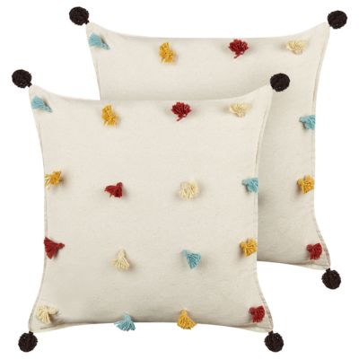Lot de 2 coussins décoratifs FUSSEL 45 x 45 cm Coton Beige clair