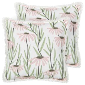 Lot de 2 coussins décoratifs GYNURA Coton 45 x 45 cm Multicolore Motif floral