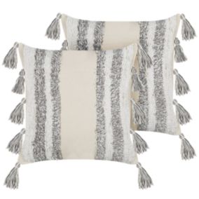 Lot de 2 coussins décoratifs HELICONIA Coton 45 x 45 cm Beige À rayure