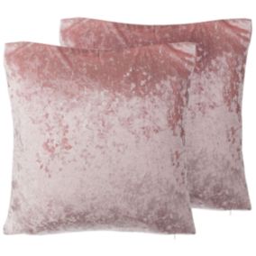 Lot de 2 coussins décoratifs HOSTA Velours 45 x 45 cm Rose Unicolore