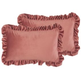 Lot de 2 coussins décoratifs KALANCHOE Velours 30 x 50 cm Rose Unicolore