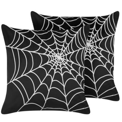 Lot de 2 coussins décoratifs LYCORIS 45 x 45 cm Velours Noir Motif abstrait
