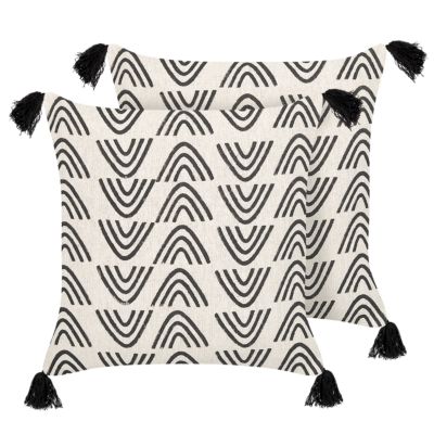 Lot de 2 coussins décoratifs MAYS Coton 45 x 45 cm Blanc Motif géométrique