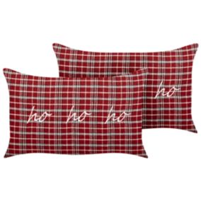 Lot de 2 coussins décoratifs MOCHI 30 x 50 cm Rouge Motif de Noël
