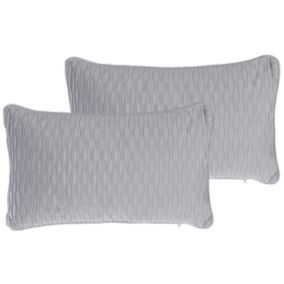 Lot de 2 coussins décoratifs MOTARI Velours 30 x 50 cm Gris Motif géométrique