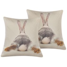 Lot de 2 coussins décoratifs motif lapin de dos multicolore BUXUS