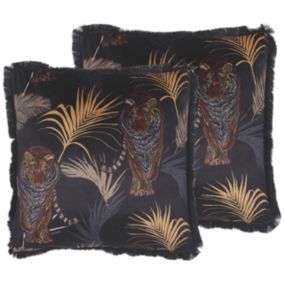 Lot de 2 coussins décoratifs motif tigre 45 x 45 cm noir / beige RAMTEK