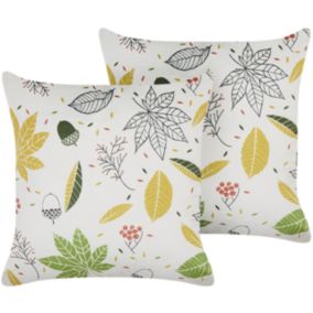 Lot de 2 coussins décoratifs MULLEIN Velours 45 x 45 cm Multicolore Motif de plante