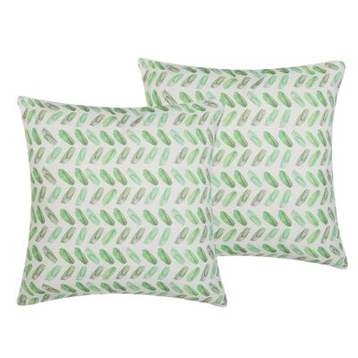 Lot de 2 coussins décoratifs PRUNUS 45 x 45 cm Vert Motif abstrait