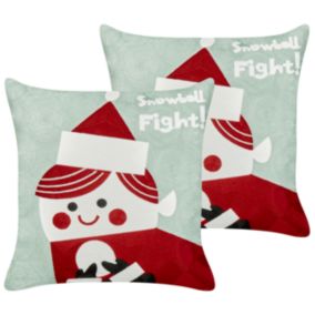 Lot de 2 coussins décoratifs PUDDING Coton 45 x 45 cm Rouge Motif de Noël