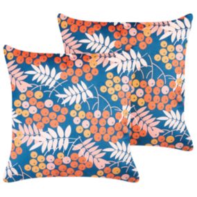 Lot de 2 coussins décoratifs SUMAC Velours 45 x 45 cm Multicolore Motif de plante