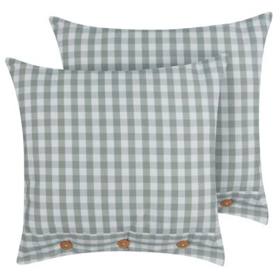 Lot de 2 coussins décoratifs TALYA 45 x 45 cm Vert menthe À carreaux