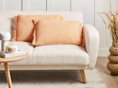 Lot de 2 coussins décoratifs TANSY 40 x 60 cm Coton Orange Unicolore