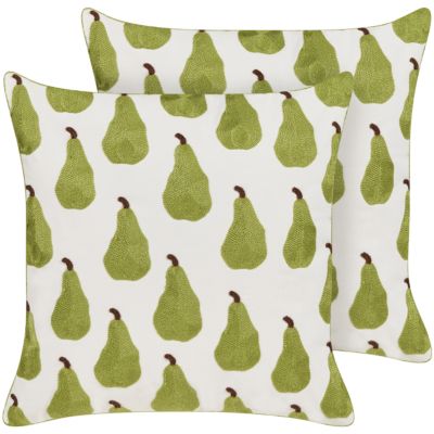 Lot de 2 coussins décoratifs TRACHELIUM 45 x 45 cm Vert Motif de plante