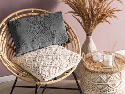 Lot de 2 coussins décoratifs VELOOR 30 x 50 cm Coton Gris foncé Motif oriental