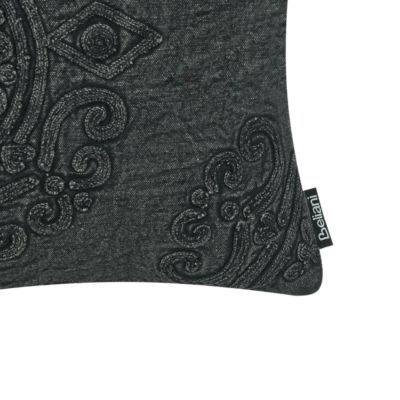Lot de 2 coussins décoratifs VELOOR 30 x 50 cm Coton Gris foncé Motif oriental