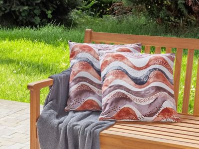Lot de 2 coussins d'extérieur SEBORGA Motif abstrait 45 x 45 cm Marron
