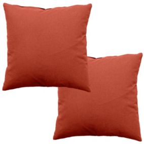 Lot de 2 coussins déhoussables, carré 60x60cm, terracotta, 100% coton, collection Panama, CMADECO