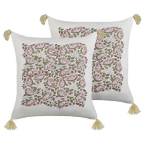 Lot de 2 coussins en coton à motif floral multicolores 45 x 45 cm CARISSA