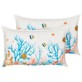 Lot de 2 coussins en coton à motif marin multicolore 30 x 50 cm EELGRASS