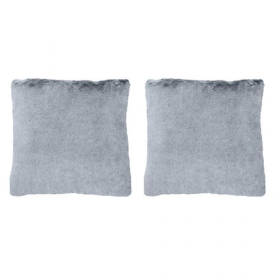 Lot de 2 coussins en fausse fourrure gris givré doux et épais - LEVY