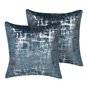 Lot de 2 coussins GARDENIA Velours 45 x 45 cm Abstrait Bleu