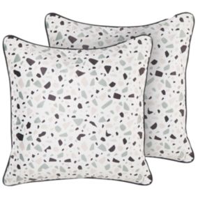 Lot de 2 coussins LAVENDER Velours 45 x 45 cm Terrazzo Blanc