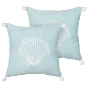 Lot de 2 coussins LEATHESIA Coton 45 x 45 cm Bleu clair