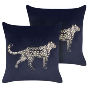 Lot de 2 coussins MARULA Velours 45 x 45 cm Animal Noir