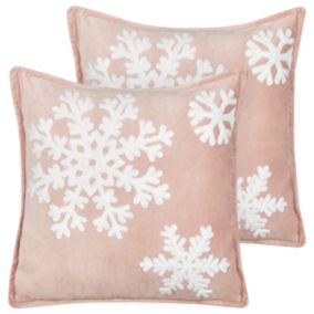 Lot de 2 coussins MURRAYA Coton 45 x 45 cm Abstrait Rose