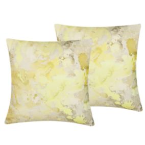 Lot de 2 coussins PACHIRA Coton 45 x 45 cm Abstrait Jaune