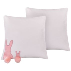 Lot de 2 coussins PHLOX Coton 45 x 45 cm Animal Blanc