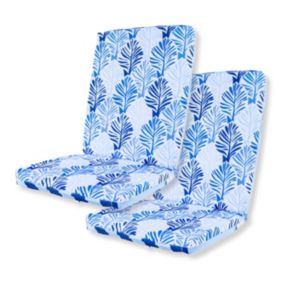 Lot de 2 Coussins pour chaises 95 x 40 cm motif feuillage Bleu