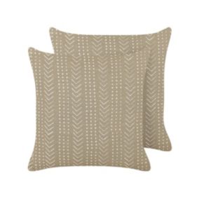 Lot de 2 coussins SENECIO Coton 45 x 45 cm Géométrique Impression en bloc Beige