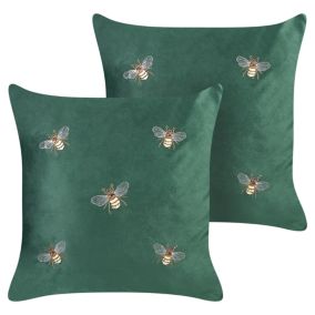 Lot de 2 coussins TALINUM Velours 45 x 45 cm Animal Vert émeraude