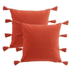 Lot de 2 coussins Tasselina - 40x40 Terracotta - Douceur d'Intérieur